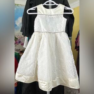 Elegant White Floral Kids Dress little girl 6x 🎁 embroidery birthday Christmas